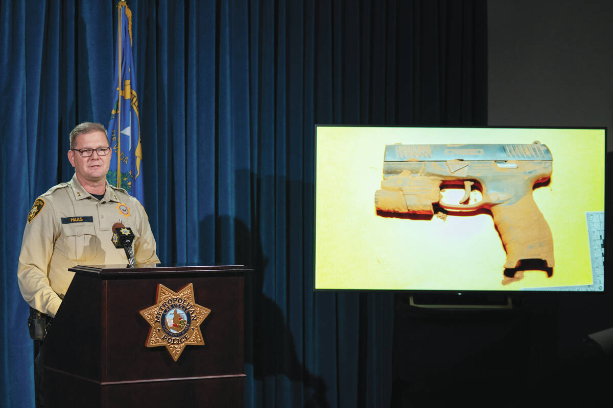 Assistant Sheriff Fred Haas holds a press conference at the Las Vegas Metropolitan Police Depar ...