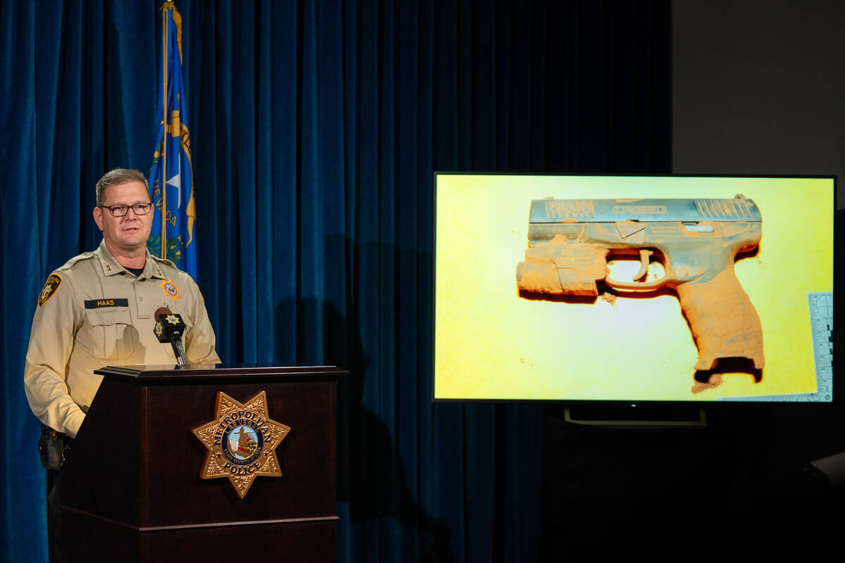 Assistant Sheriff Fred Haas holds a press conference at the Las Vegas Metropolitan Police Depar ...