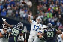 Indianapolis Colts quarterback Philip Rivers (17) throws against the Seattle Seahawks during an ...