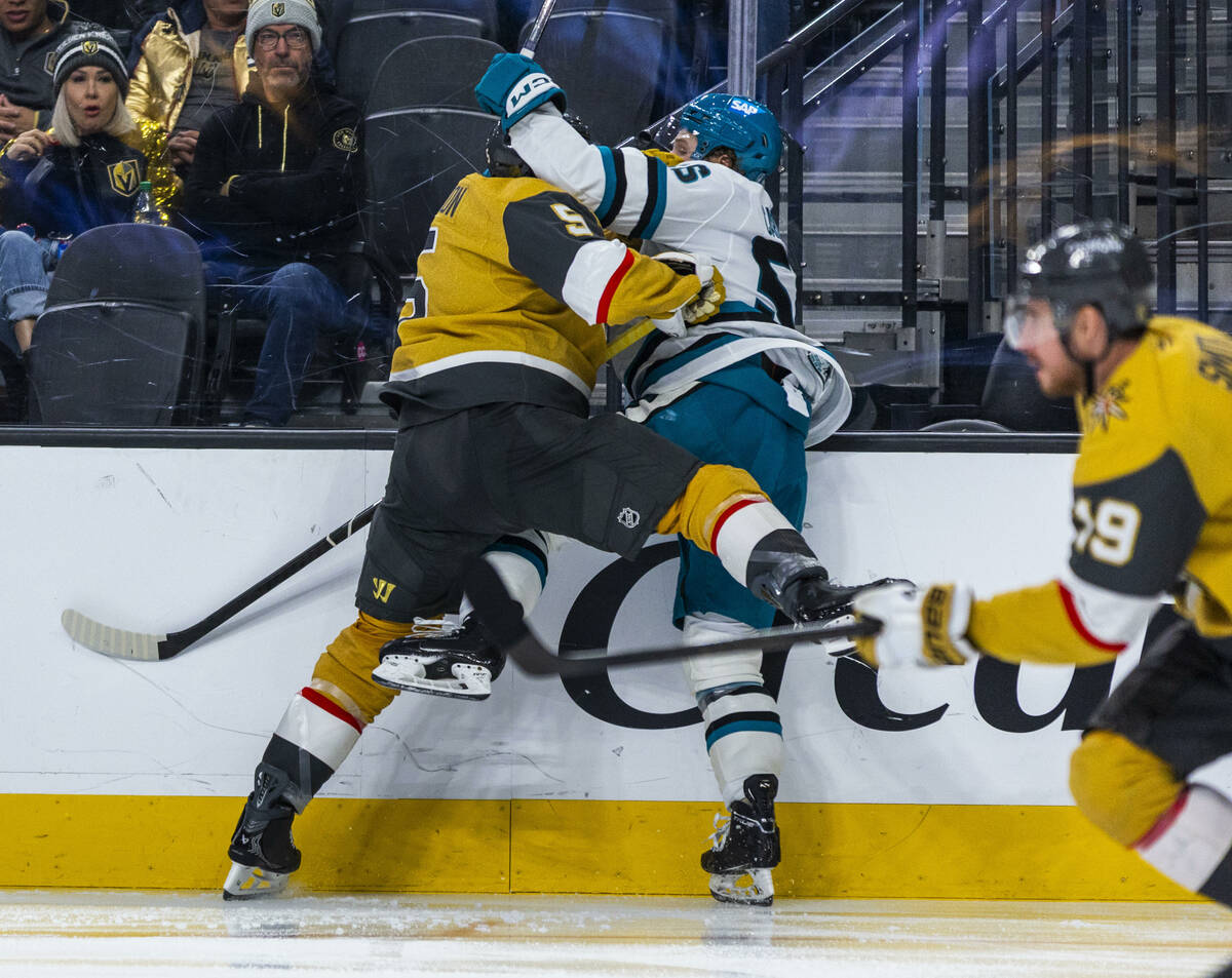 during the second period of their NHL game at T-Mobile Arena on Tuesday, Dec. 23, 2025, in Las ...