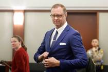 Las Vegas police Lt. Brian Boxler appears during a hearing at the Regional Justice Center Monda ...
