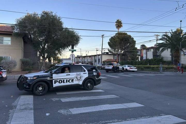 Las Vegas police investigate the scene of a fatal shooting on Sierra Vista Drive on Sunday, Dec ...