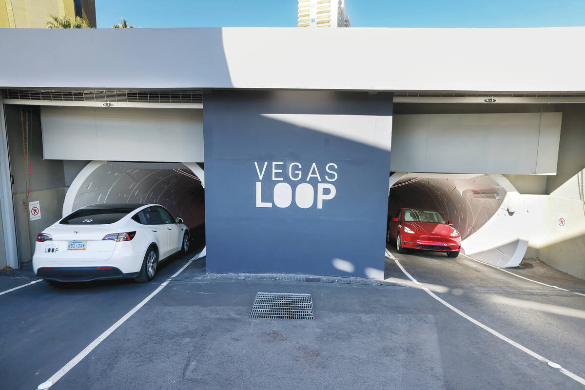 Passengers catch rides during the opening of the Vegas Loop Westgate Station Wednesday, Jan. 22 ...