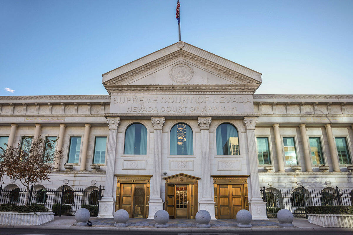 The exterior of the Nevada Supreme Court is seen Wednesday, Dec. 3, 2025 in Las Vegas. (Benjami ...