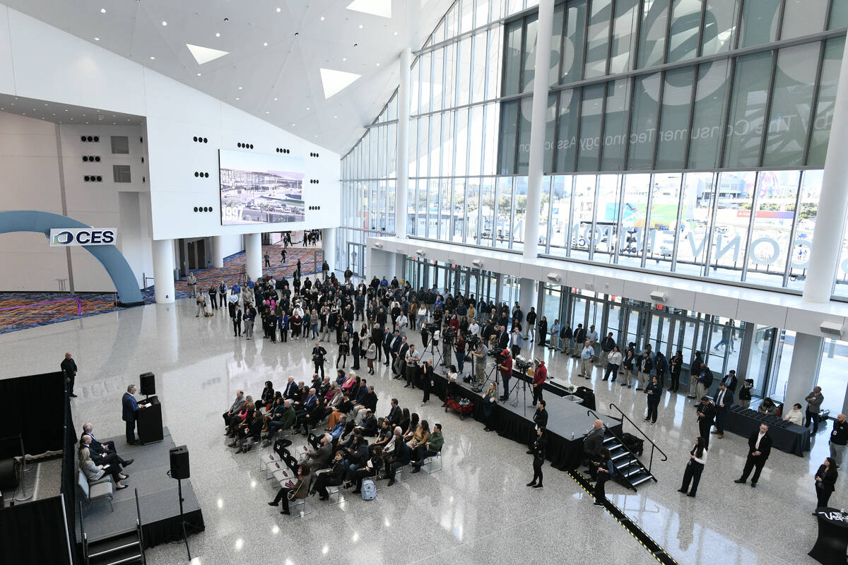 LVCVA Board of Directors Chairman Jim Gibson speaks during the official opening of the renovate ...