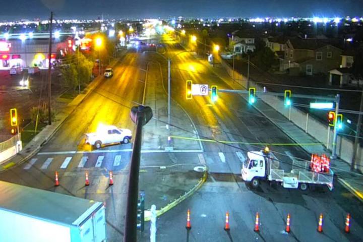 Police investigate a fatal crash Friday, Jan. 2, 2026, on East Craig Road near North Lamont Str ...