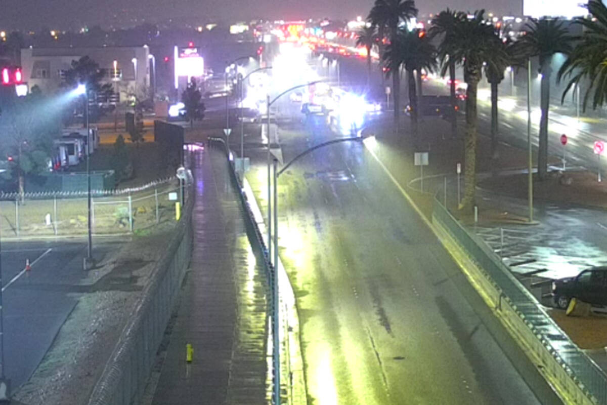 Police investigate a fatal hit-and-run crash Thursday, Jan. 1, 2026, on Las Vegas Boulevard Sou ...