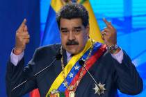 Venezuelan President Nicolas Maduro speaks during a 2021 ceremony marking the start of the judi ...