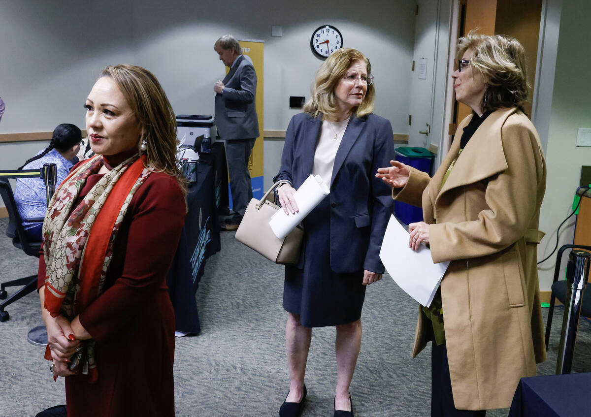 Judicial candidates, Family Court Judge Mari Parlade, left, Judge Susan Johnson and Judge Marga ...