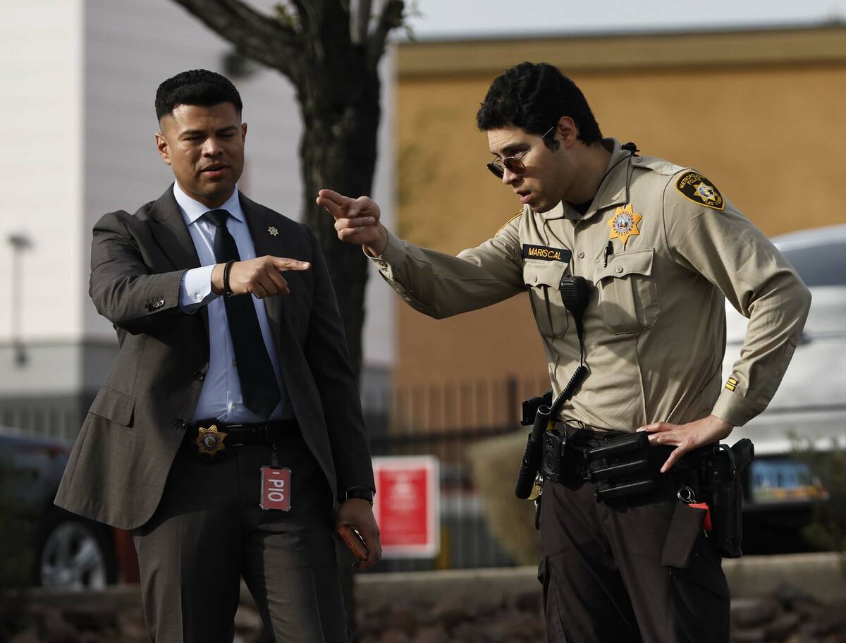 Las Vegas police investigate an officer involved shooting near South Rocky Hill Road and West R ...