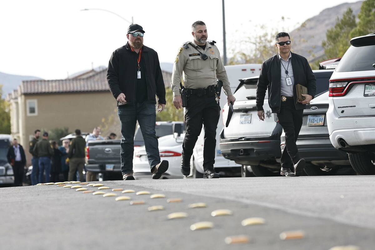 Las Vegas police investigate an officer involved shooting near South Rocky Hill Road and West R ...