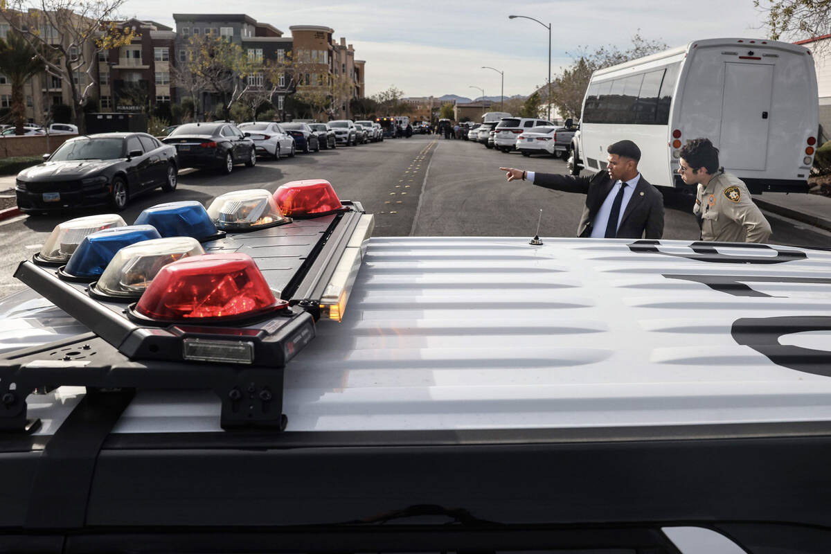 Las Vegas police investigate an officer involved shooting near South Rocky Hill Road and West R ...