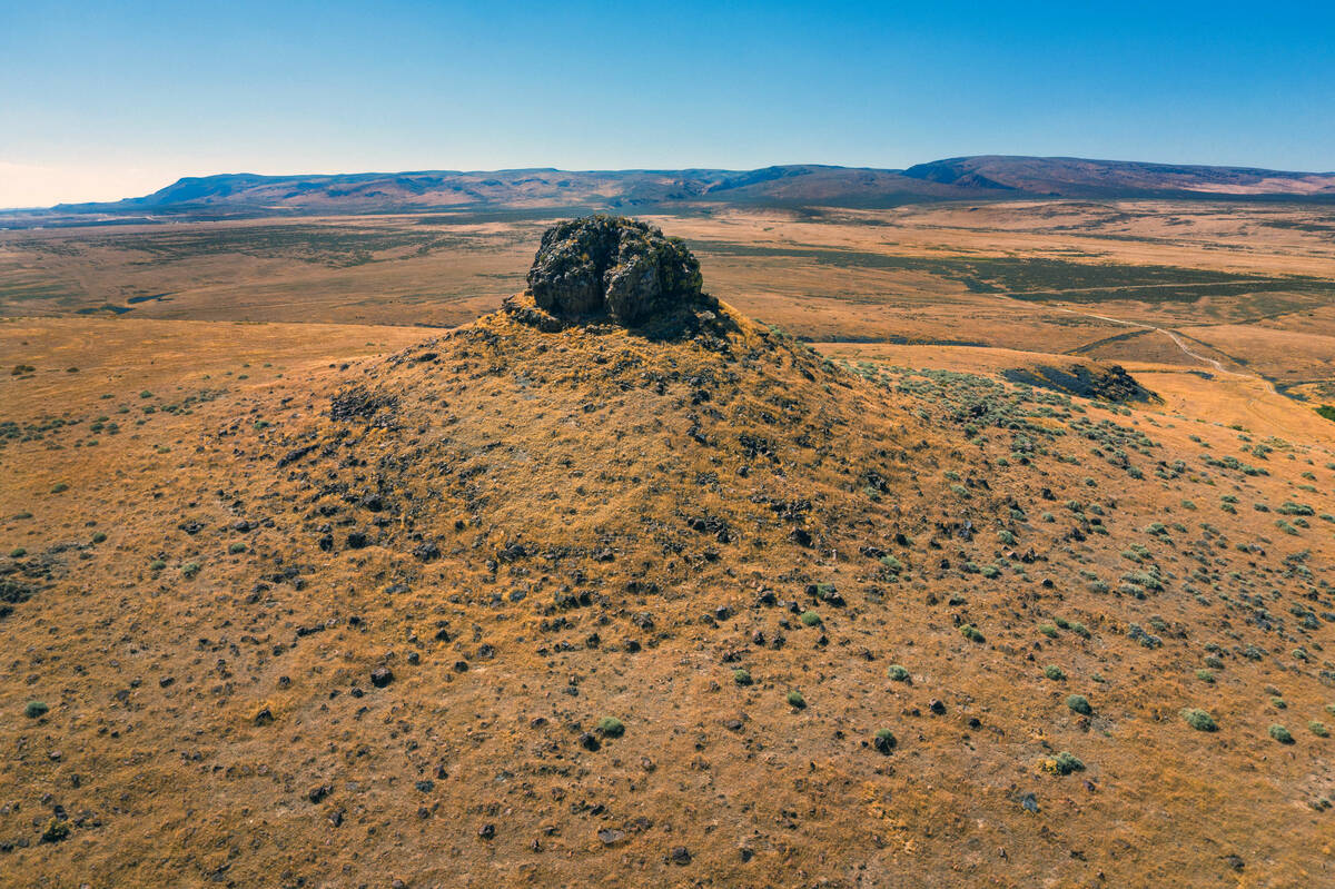 Sentinel Rock is a sacred site for the Fort McDermitt Paiute and Shoshone Tribe which sits abov ...