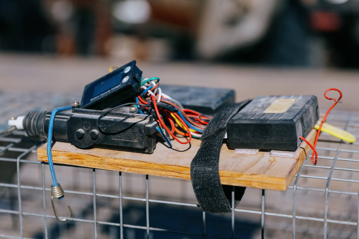 The remote firing system for one of James Mah’s traps for catching stray cats on his property ...
