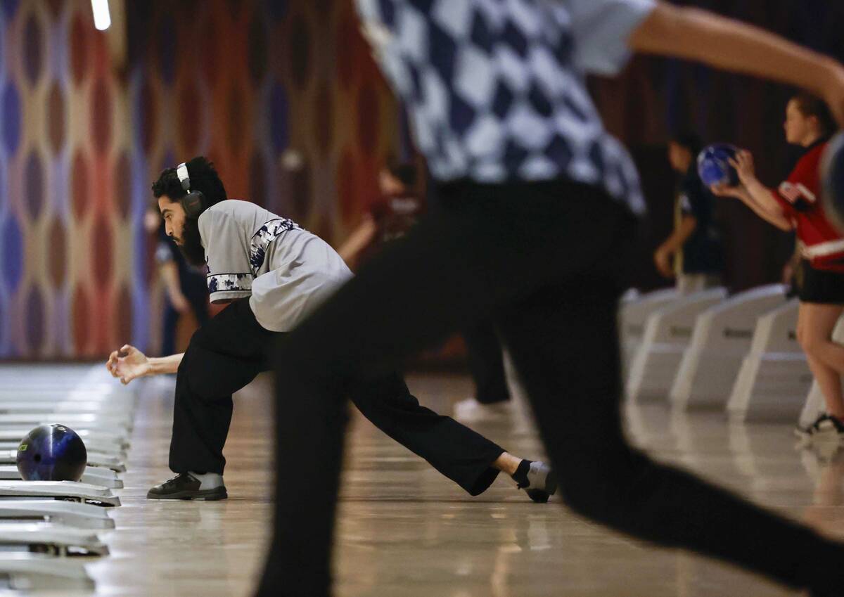 Participants compete in a Class 5A bowling match Friday, Jan. 9, 2026 at the Orleans Bowling Ce ...