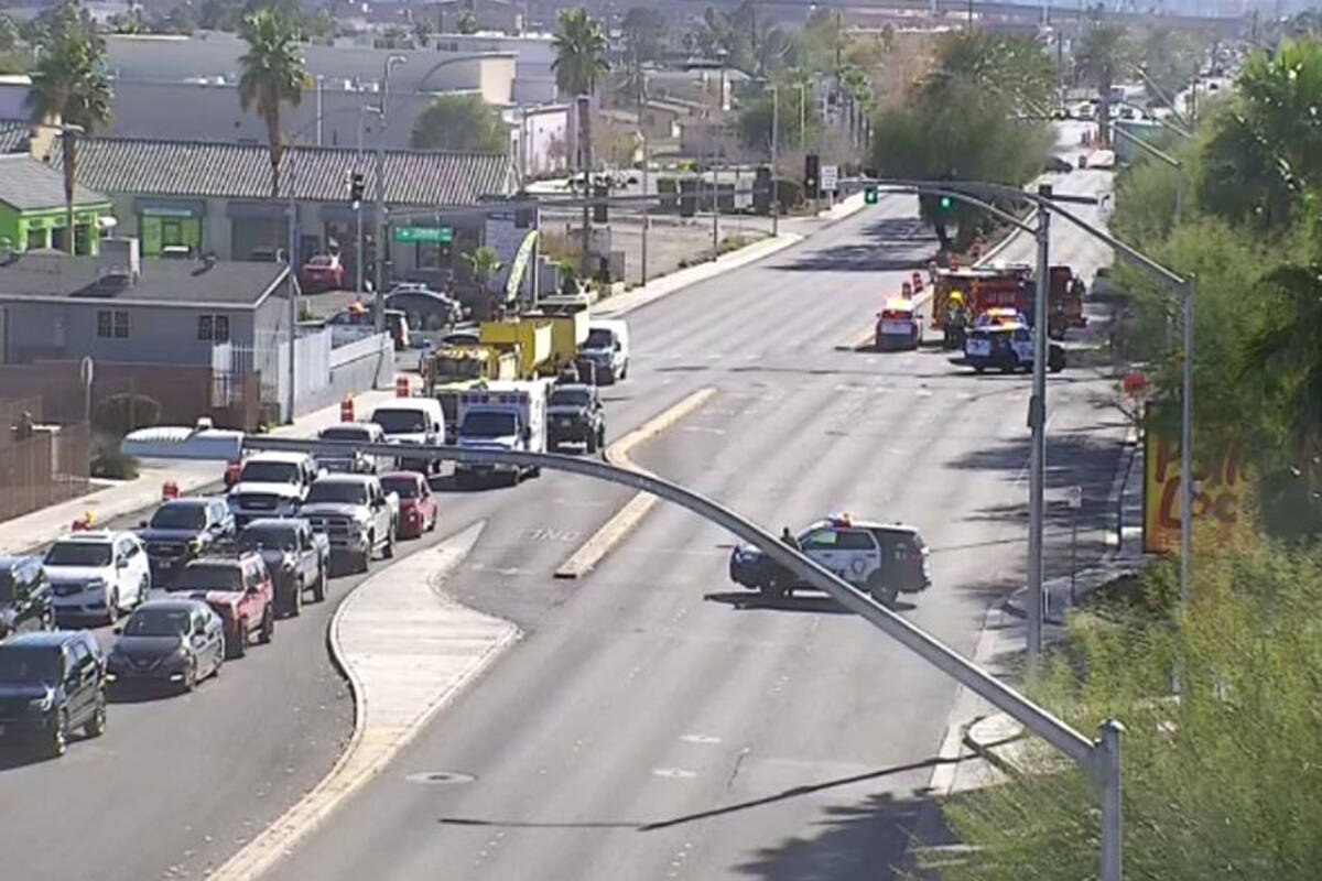 Crash involving pedestrian shuts down portion of central Las Vegas Valley road