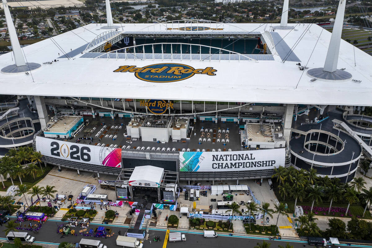 The Hard Rock Stadium readies for the College Football Playoff national championship game on Mo ...