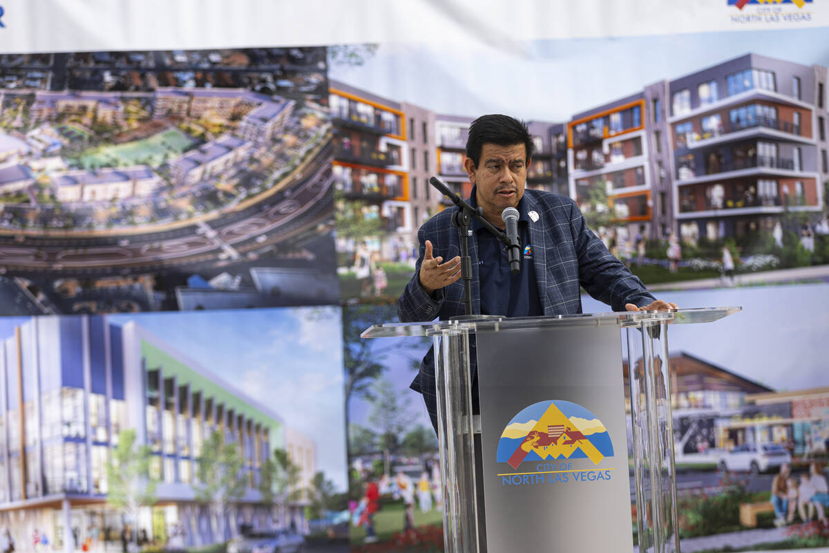 North Las Vegas City Councilman Isaac Barron speaks during an event to kick off the demolition ...