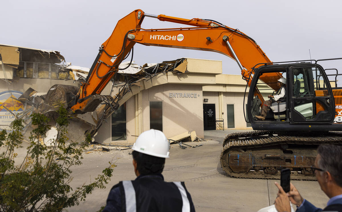 North Las Vegas Mayor Pamela Goynes-Brown operates an excavator during an event to kick off the ...