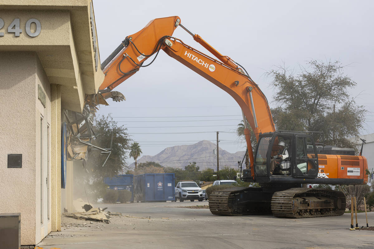 North Las Vegas Mayor Pamela Goynes-Brown operates an excavator during an event to kick off the ...