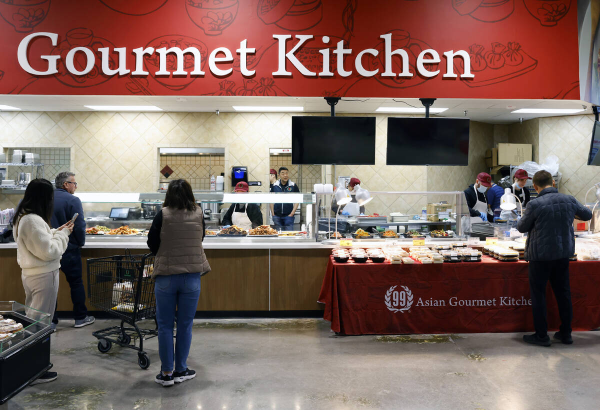Shoppers visit In-Store Asian Gourmet Kitchen at 99 Ranch Market at Boca Park near Summerlin on ...