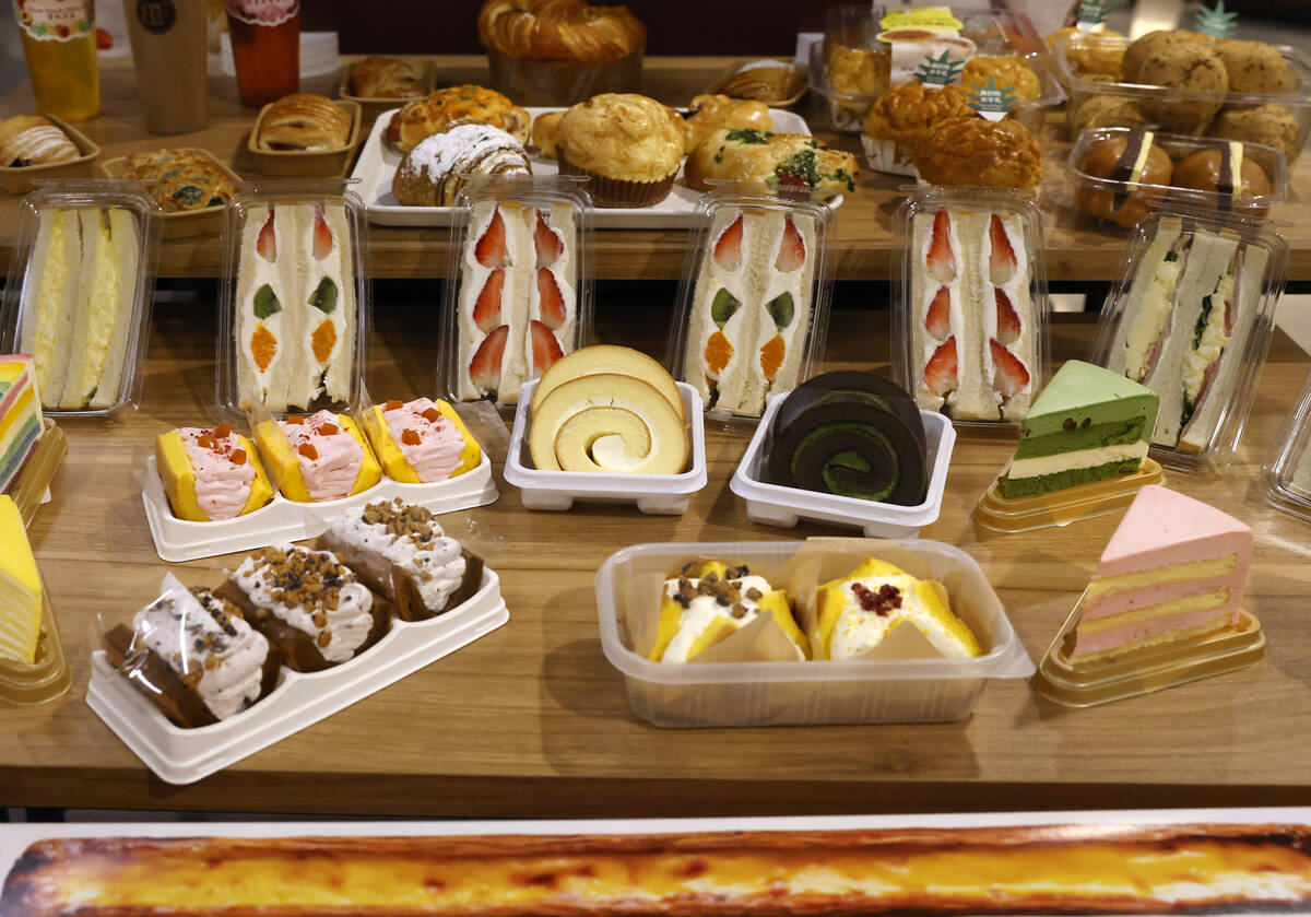 Freshly baked pastries are displayed at 99 Ranch Market at Boca Park near Summerlin on Friday, ...