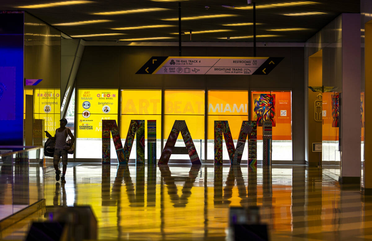A passengers walks through the terminal at the Brightline MiamiCentral Station on Saturday, Jan ...