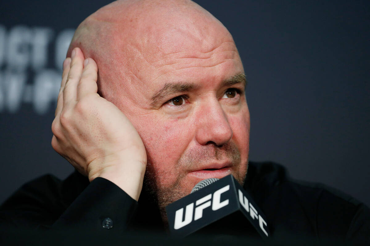 FILE - Dana White, president of the UFC, speaks at a news conference after the UFC 229 mixed ma ...
