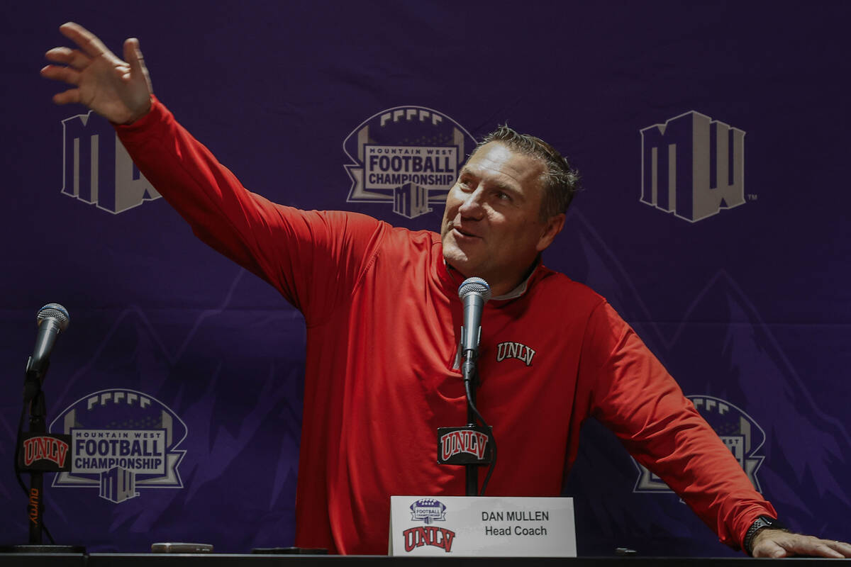 UNLV head football coach Dan Mullen speaks to the media at the Fertitta Football Complex at UNL ...