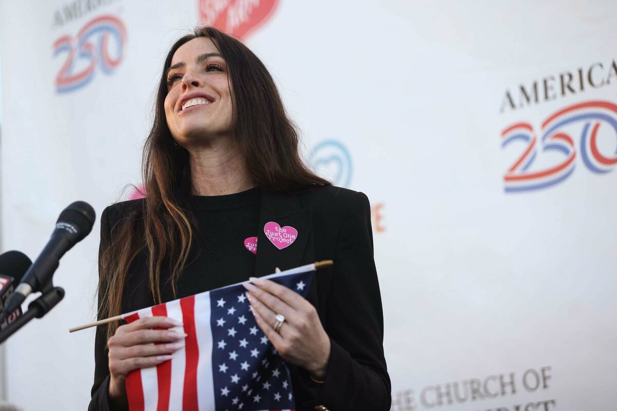 Brooke Neubauer, founder and CEO of The Just One Project, speaks during an event to celebrate t ...