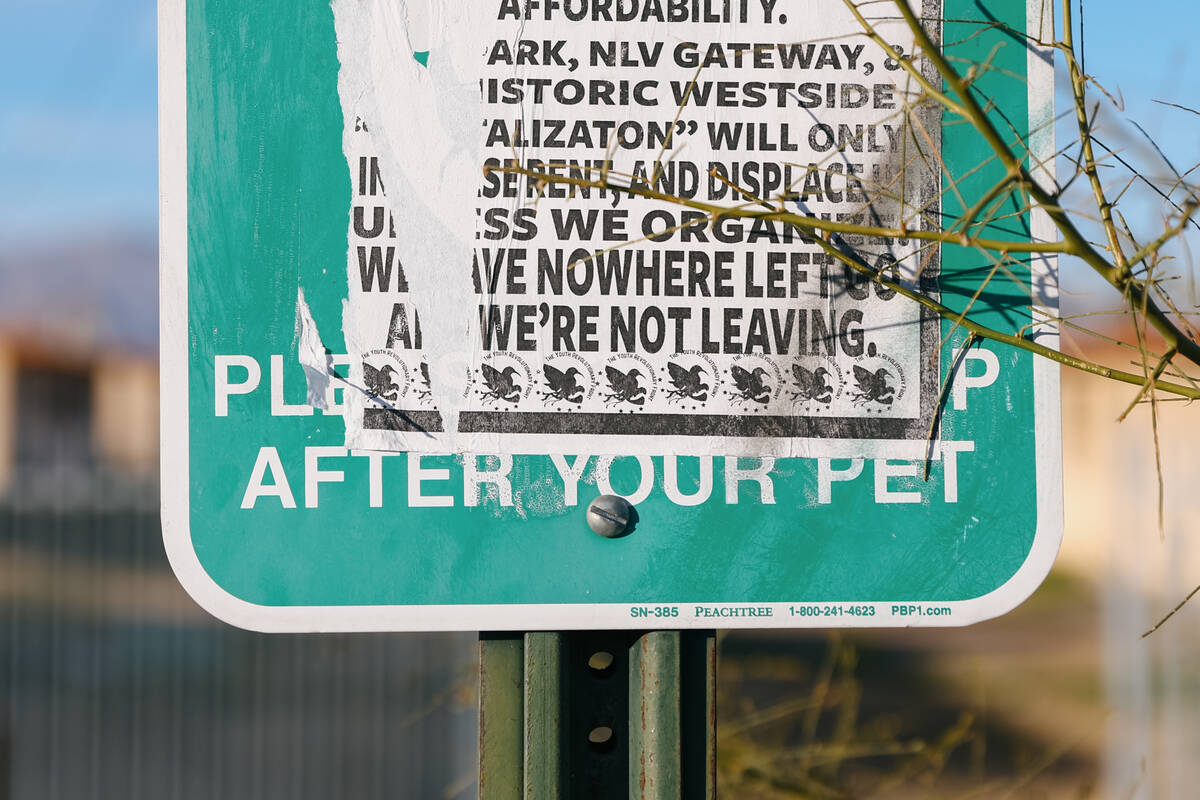 A poster against the closure of affordable housing, reading in part, “we have nowhere le ...