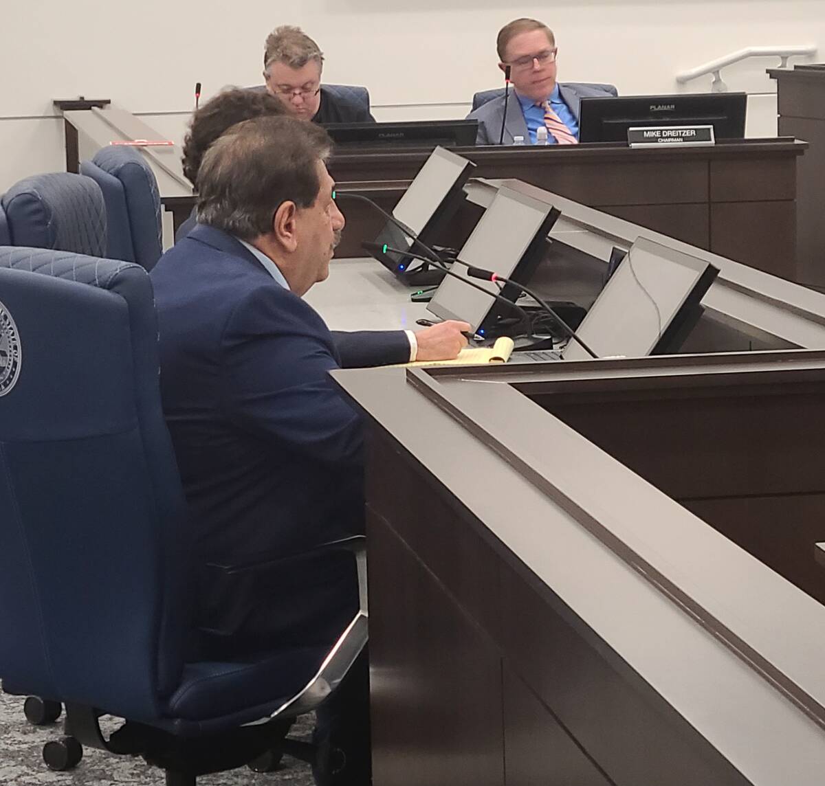 Las Vegas resident Francis Citro sits before the Nevada Gaming Commission on Thursday, Jan. 29, ...