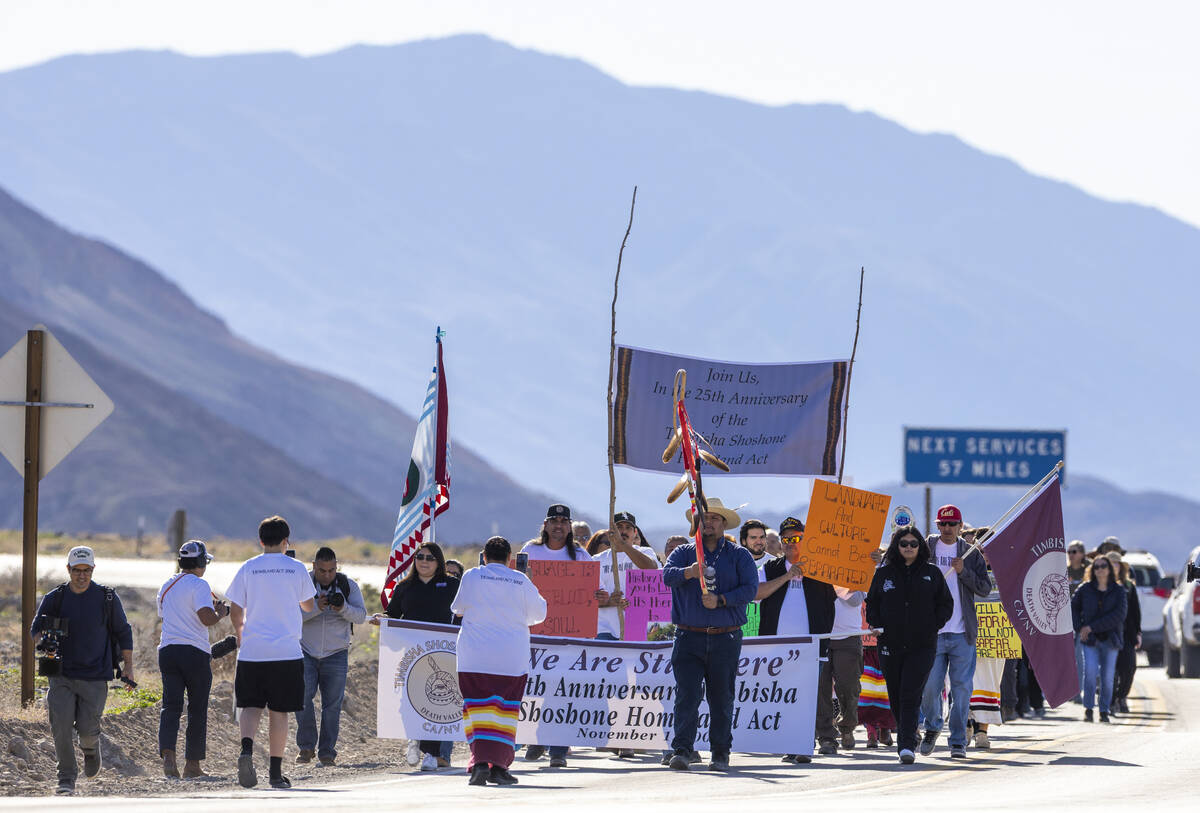 The Timbisha Shoshone tribe hosts a march to celebrate the 25th anniversary of the Timbisha Sho ...