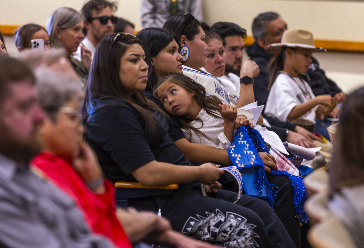 Timbisha Shoshone tribal members and guests gather at the visitors center to celebrate the 25th ...