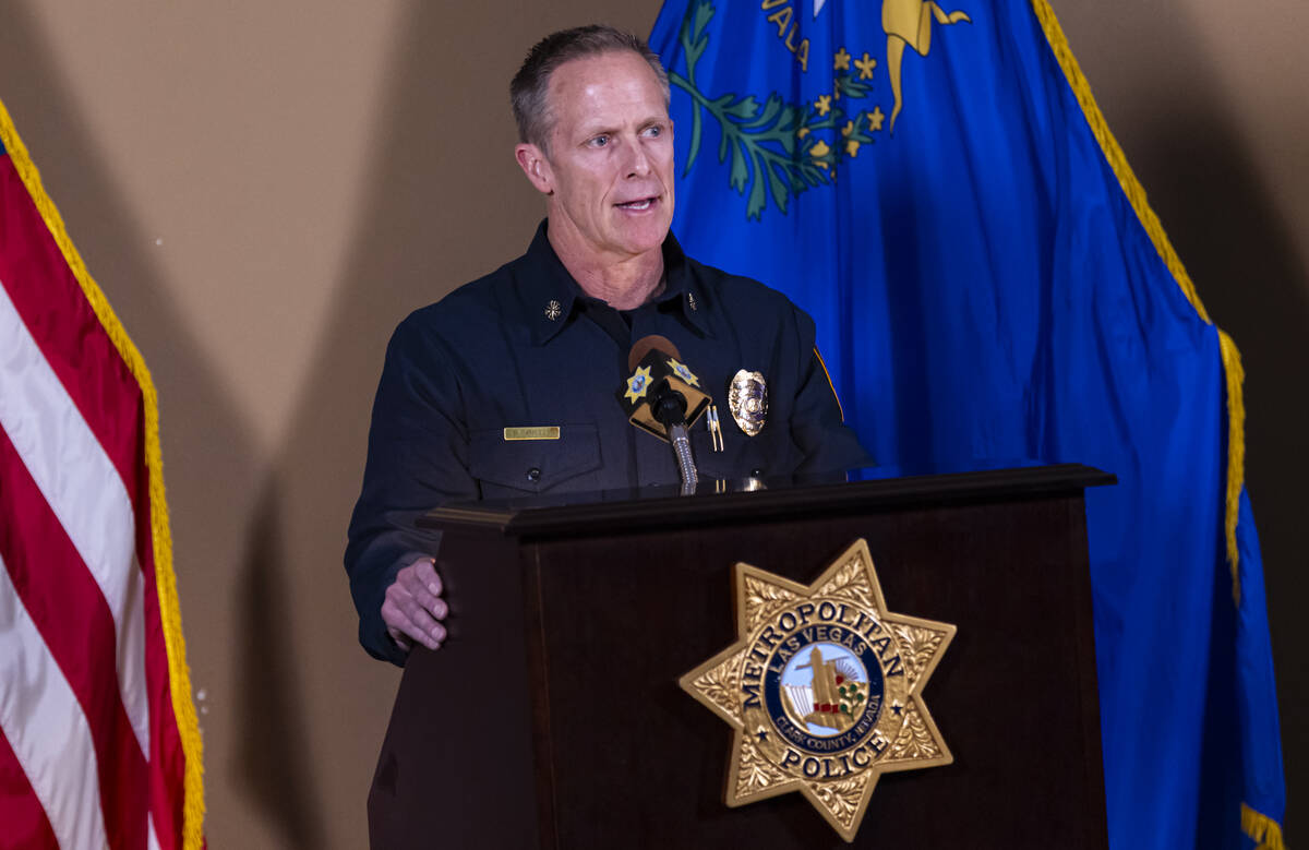 Clark County Fire Department Chief Billy Samuels speaks during an update on a joint investigati ...