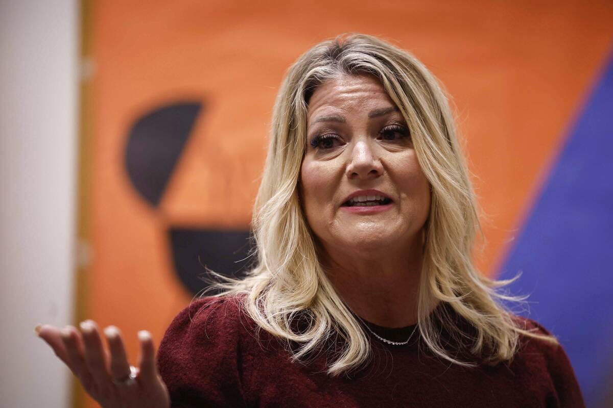 Henderson Mayor Michelle Romero speaks during a forum at Black Mountain Recreation Center Monda ...