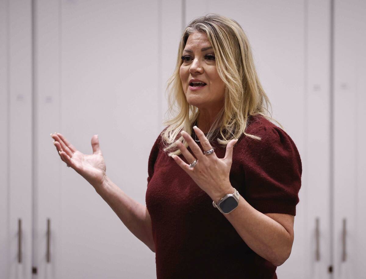 Henderson Mayor Michelle Romero speaks during a forum at Black Mountain Recreation Center Monda ...