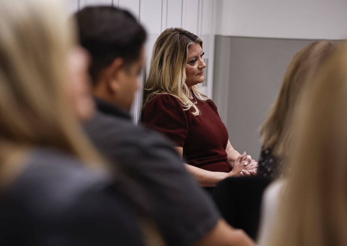 Henderson Mayor Michelle Romero, middle, participates in a forum at Black Mountain Recreation C ...