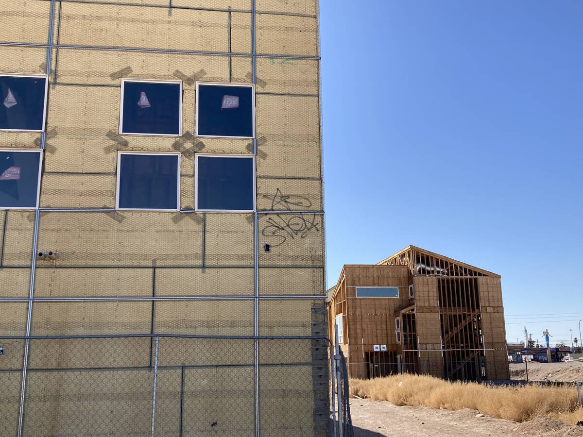 An unfinished townhouse complex at the corner of Fremont Street and Charleston Boulevard in Las ...
