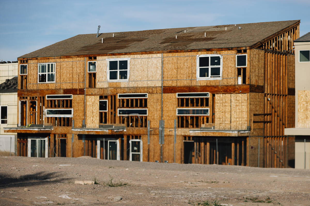 An unfinished townhome complex is seen Friday, Feb. 27, 2026, in Las Vegas. (Madeline Carter/La ...