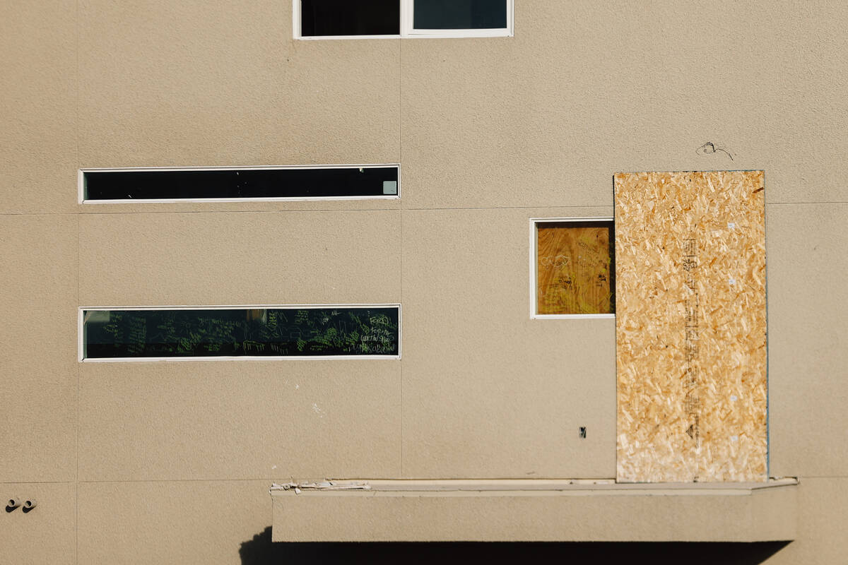 An unfinished townhome complex is seen Friday, Feb. 27, 2026, in Las Vegas. (Madeline Carter/La ...