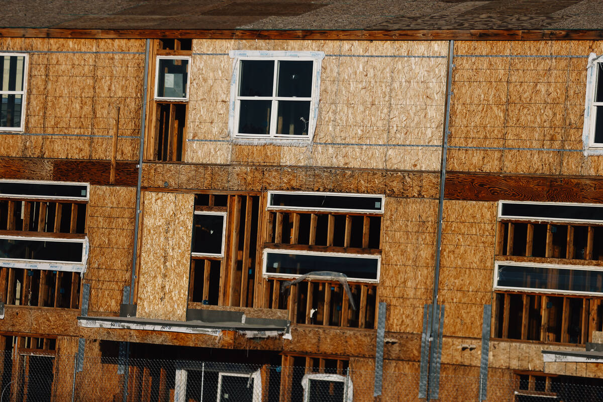 An unfinished townhome complex is seen Friday, Feb. 27, 2026, in Las Vegas. (Madeline Carter/La ...