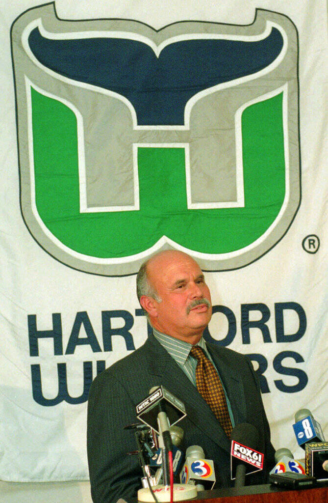 FILE - In this May 15, 1996, file photo, Peter Karmanos, owner of the NHL hockey team Hartford ...