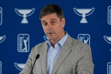 FILE - PGA Tour CEO Brian Rolapp speaks at the Tour Championship golf tournament, Wednesday, Au ...