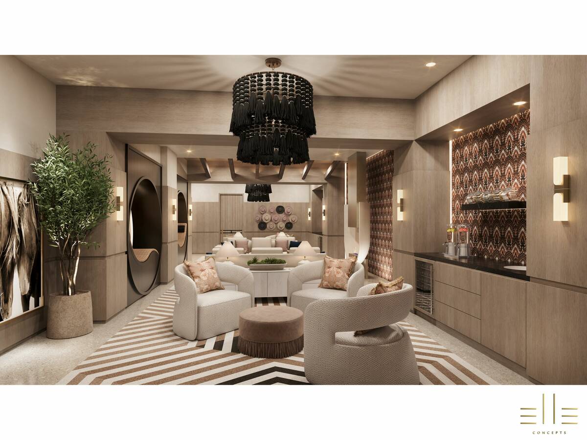 Rendering of the women's lounge at the renovated South Point Salon at South Point Hotel, Casino ...