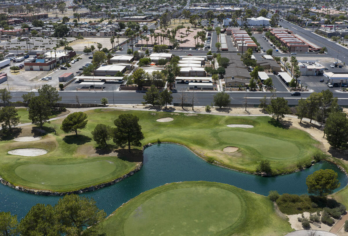 The closed Desert Pines Golf Club is seen, on Monday, July 13, 2026, in Las Vegas. The Golf Clu ...