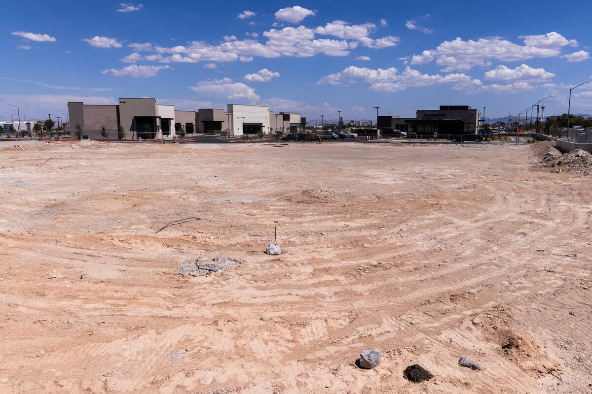 Newly constructed buildings are seen in a plaza at the Southeast corner of Rancho Drive and Lak ...
