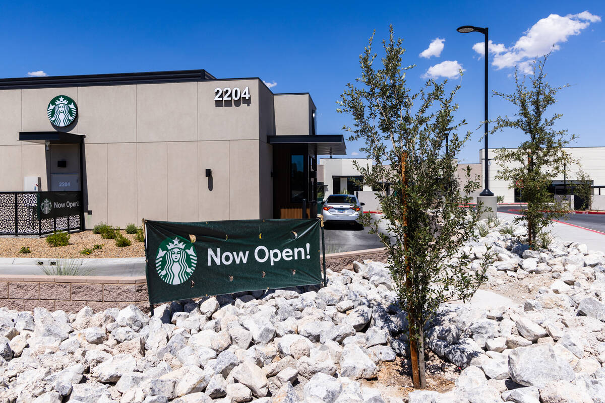 Newly constructed buildings are seen in a plaza at the southeast corner of Rancho Drive and Lak ...
