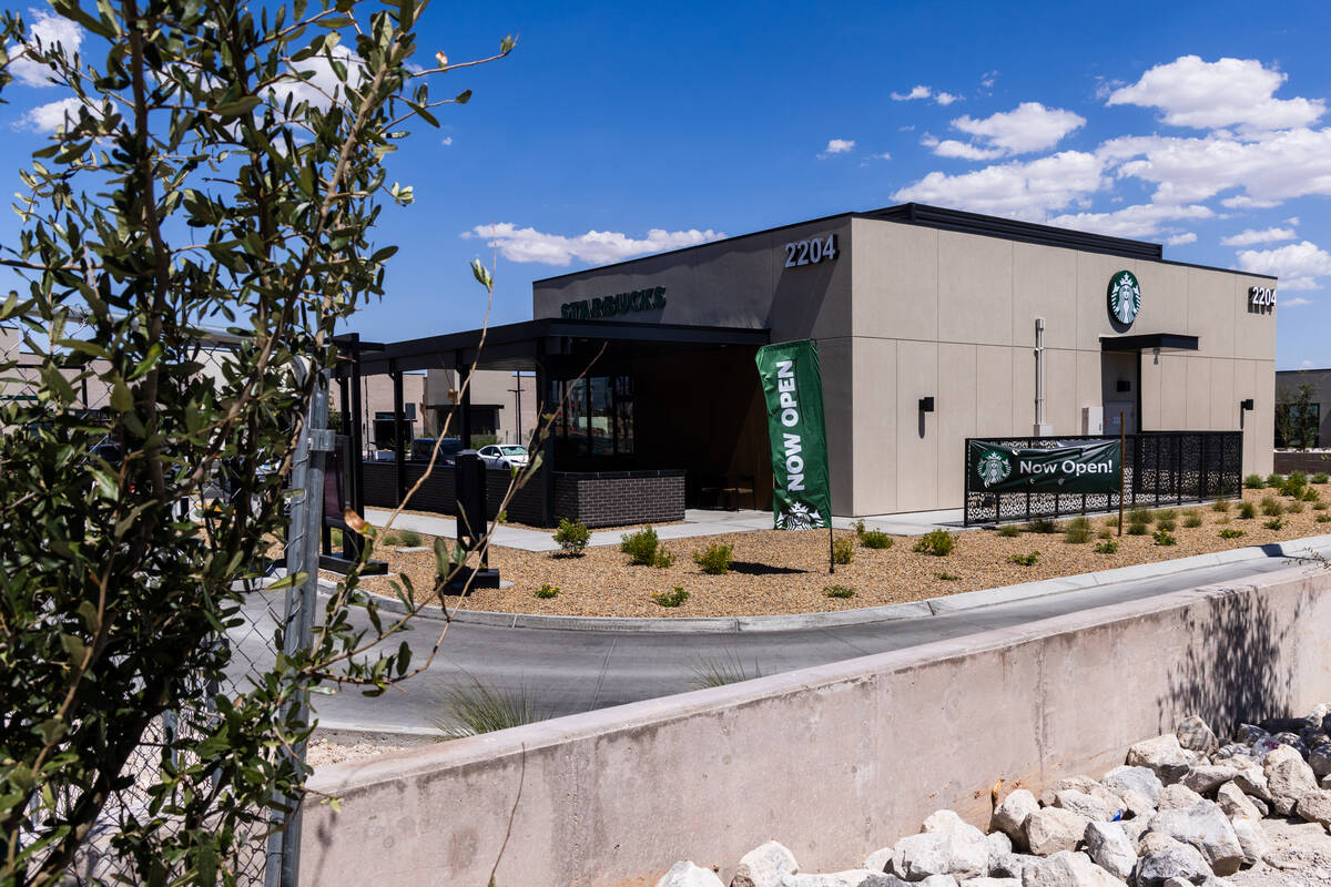 Newly constructed buildings are seen in a plaza at the southeast corner of Rancho Drive and Lak ...