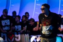 Lucas Jumalon looks on during a break while playing at the final table of the World Series of P ...